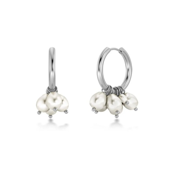 PEARL SIGNET HOOPS STEEL