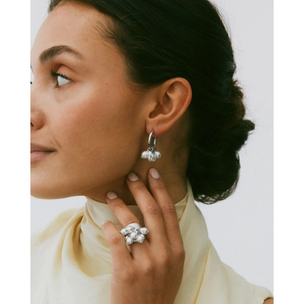 PEARL SIGNET HOOPS STEEL