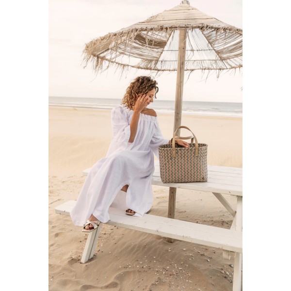 FAYE SHOPPER NATURAL BROWN WITH SAGE GREEN PATTERN