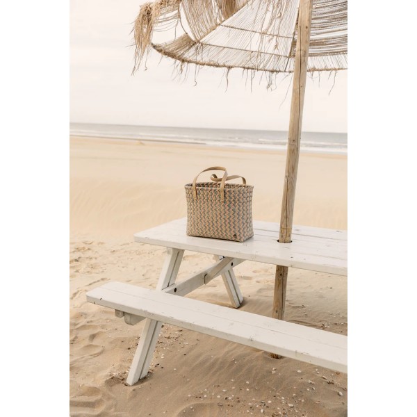 FAYE SHOPPER NATURAL BROWN WITH SAGE GREEN PATTERN