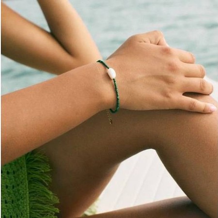 BEACH PEARLS BRACELET GREEN GOLD