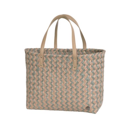 FAYE SHOPPER NATURAL BROWN WITH SAGE GREEN PATTERN