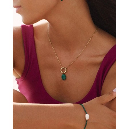 BEACH CRYSTAL NECKLACE GREEN GOLD