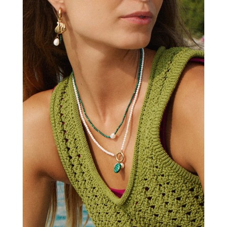 BEACH PEARLS NECKLACE GREEN GOLD