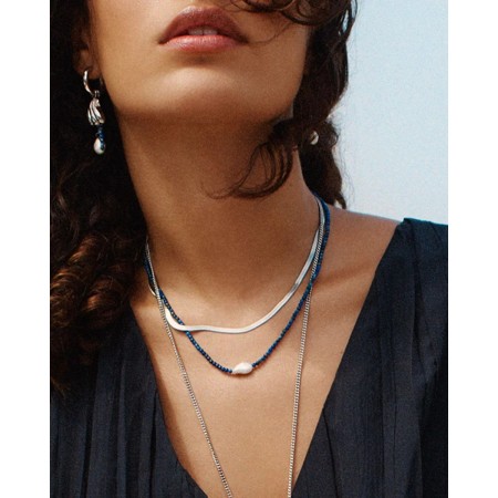 BEACH PEARLS NECKLACE BLUE STEEL