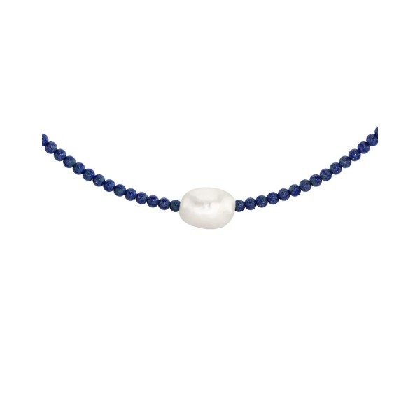 BEACH PEARLS NECKLACE BLUE STEEL