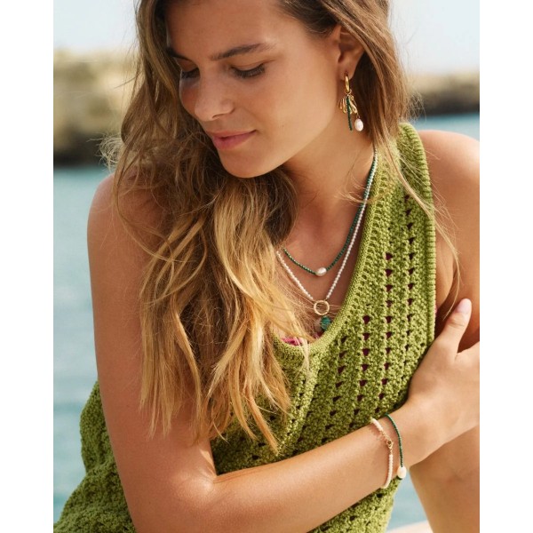 BEACH PEARLS NECKLACE GREEN GOLD