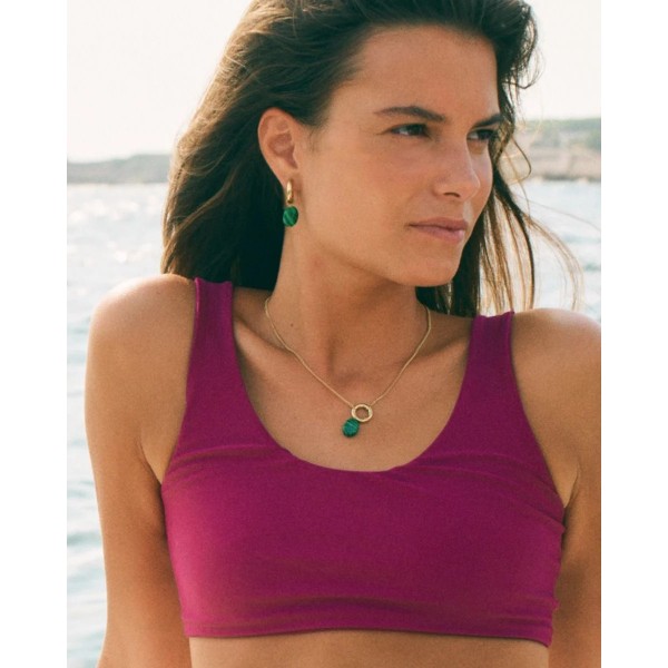 BEACH CRYSTAL NECKLACE GREEN GOLD