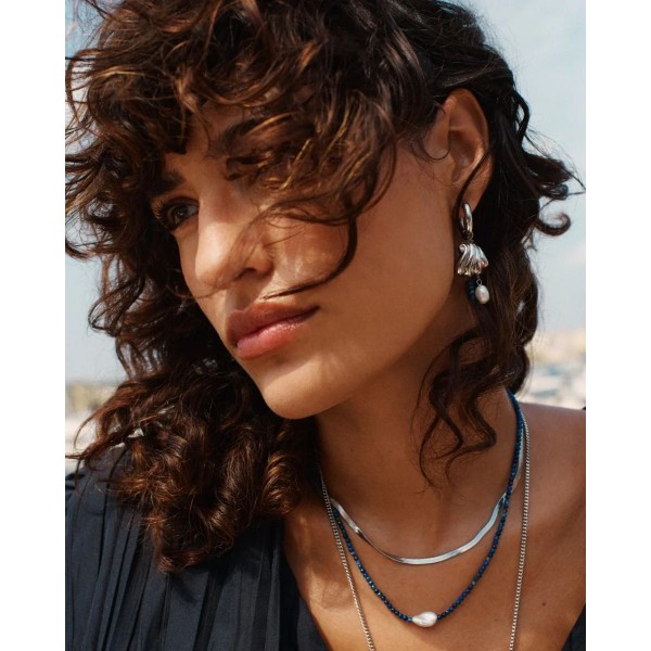 BEACH PEARLS NECKLACE BLUE STEEL