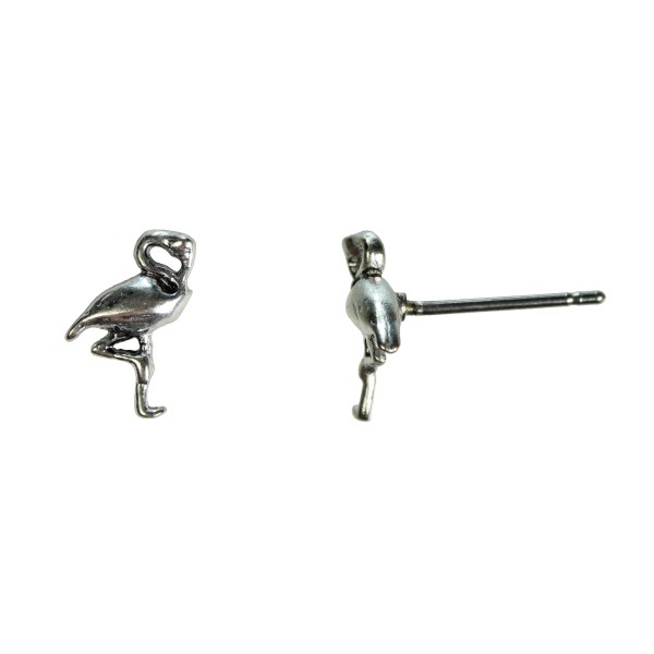 Srebrni uhani s flamingom - HULTQUIST.