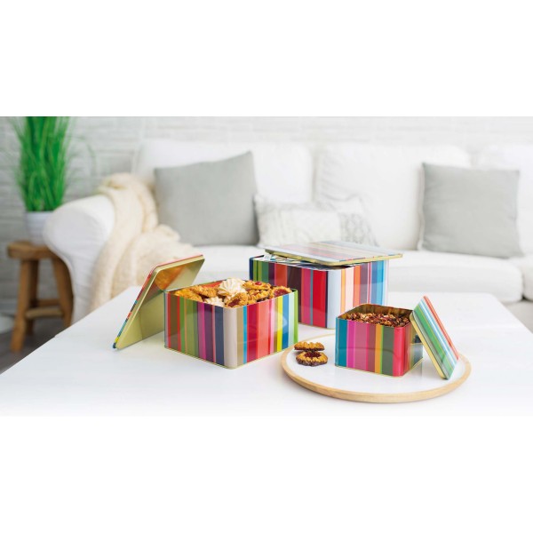 SET OF TIN BOXES STRIPES